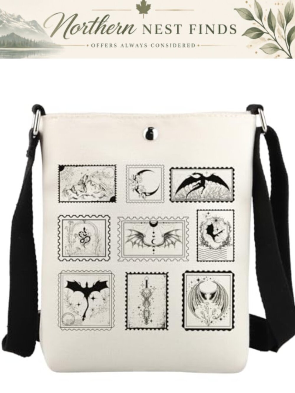 Waterproof Polyester Crossbody Bag Dragon Fantasy Book Lover Gift